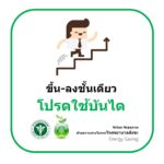 เพื่อรณรงค์และช่วยกันประหยัดพลังงาน ขึ้น-ลงชั้นเดียว โปรดใช้บันได